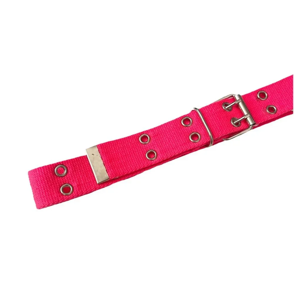 Women's 90s Y2K Bright Pink Waist‎ Belt With Silver Belt Holes. 38